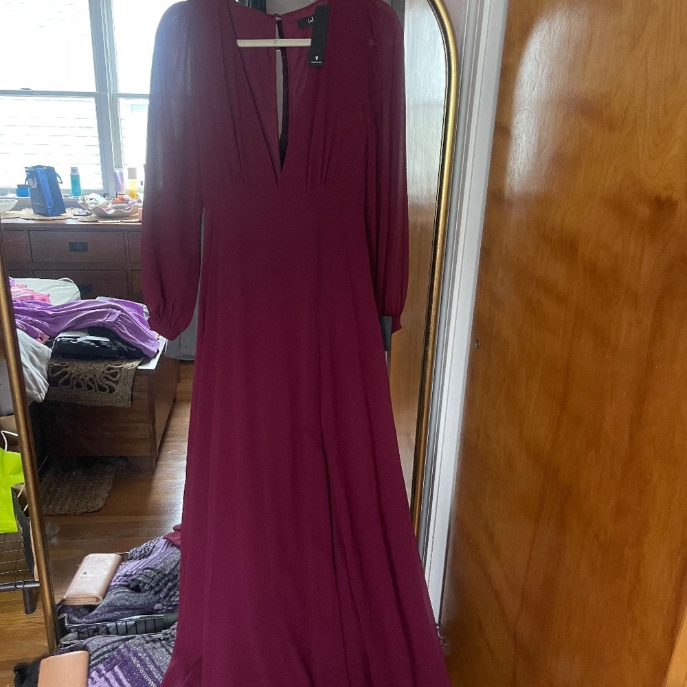 Lulus All My Life Burgundy Long Sleeve Maxi Dress Red - Size XS
